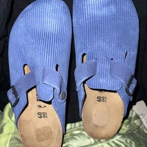 Birkenstock Blue Corduroy Mules
